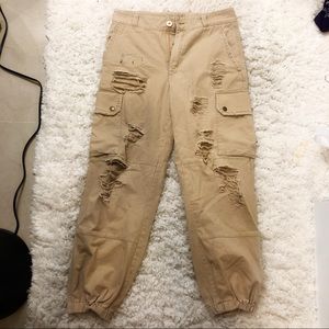 CARMAR Cargo sand/camel distressed pants